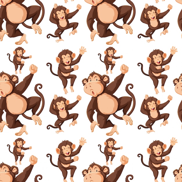 Monkey on seamless pattern b Free Vector