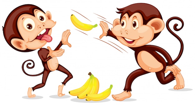 Premium Vector | Monkey throwing a banana