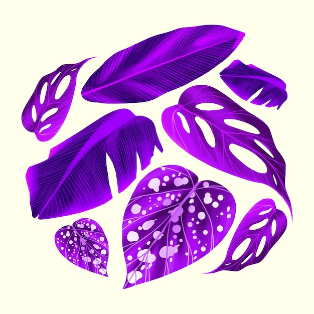 Free Vector Monochromatic Tropical Leaves 7727