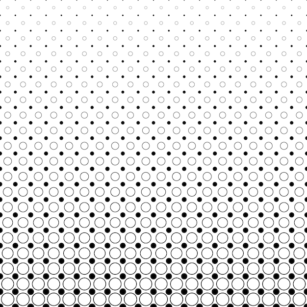 単色の抽象的な円のパターンの背景 ドットとサークルからのモノクロ幾何学的なベクトルデザイン 無料のベクター