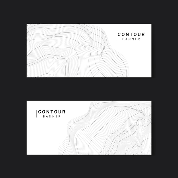 Monochrome abstract contour lines set Free Vector