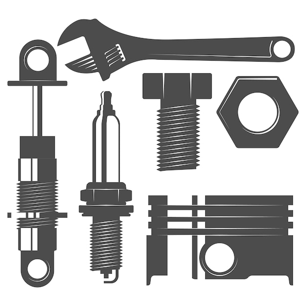 Download Monochrome auto parts set | Premium Vector