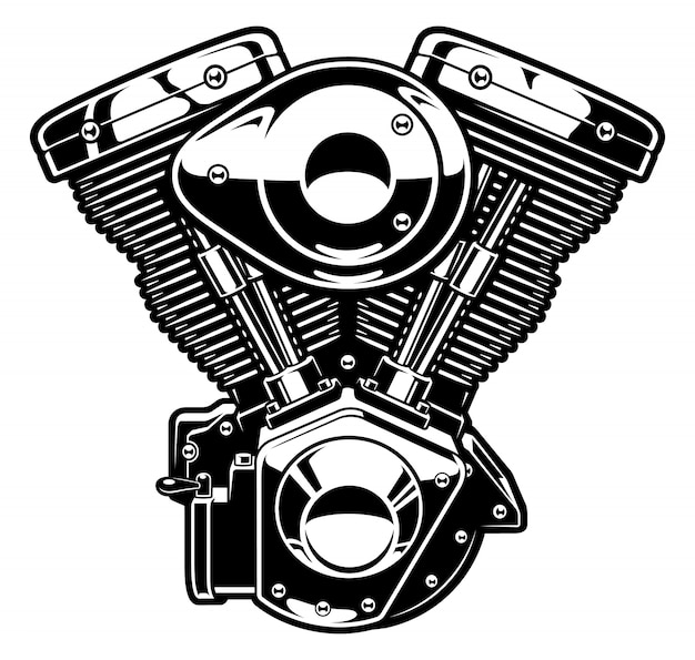 Premium Vector Monochrome Engine Of Motorcycle