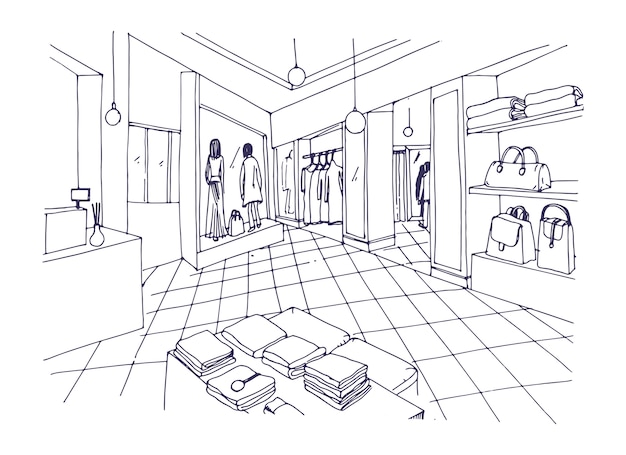 Monochrome Freehand Sketch Clothing Showroom 198278 2617 
