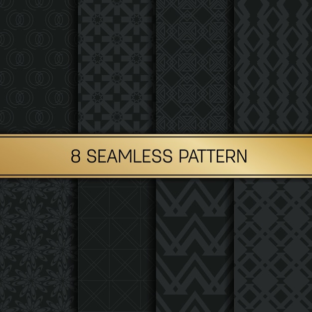 Monochrome geometric pattern background set. Premium Vector