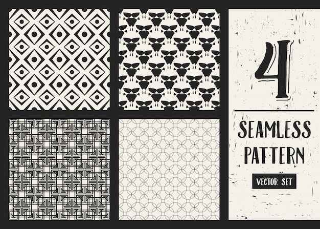 Monochrome geometric pattern set. Premium Vector