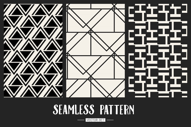 Monochrome geometric pattern set. Premium Vector