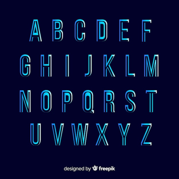 Monochrome gradient alphabet template Free Vector