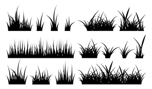 Premium Vector | Monochrome illustration of grass. black silhouettes ...