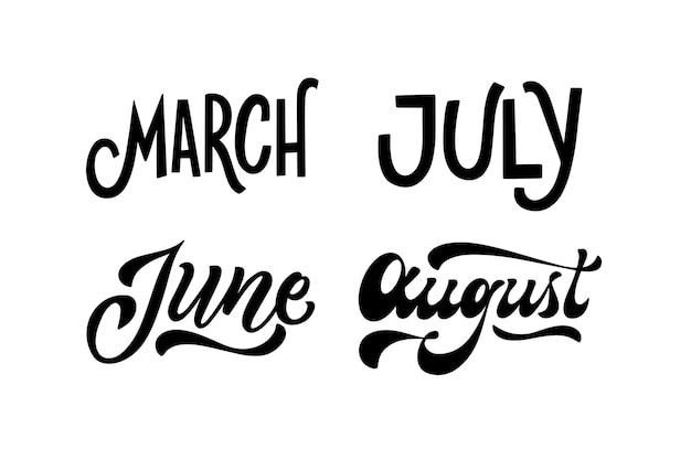 Free Vector | Monochrome months lettering collection