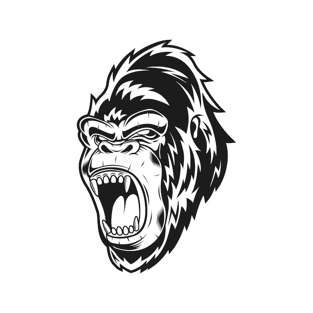 Premium Vector | Monochrome scream gorilla vector illustration