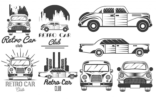 Download Free Monochrome Set Of Retro Car Club Logos Premium Vector Use our free logo maker to create a logo and build your brand. Put your logo on business cards, promotional products, or your website for brand visibility.