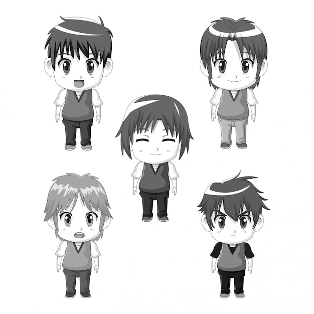 Download Free Monochrome Set Silhouette Full Body Cute Anime Teenagers Facial Use our free logo maker to create a logo and build your brand. Put your logo on business cards, promotional products, or your website for brand visibility.