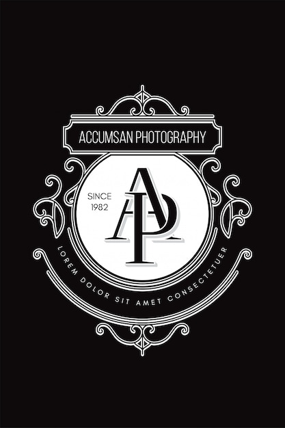 Download Monogram logo photography a-p | Premium Vector