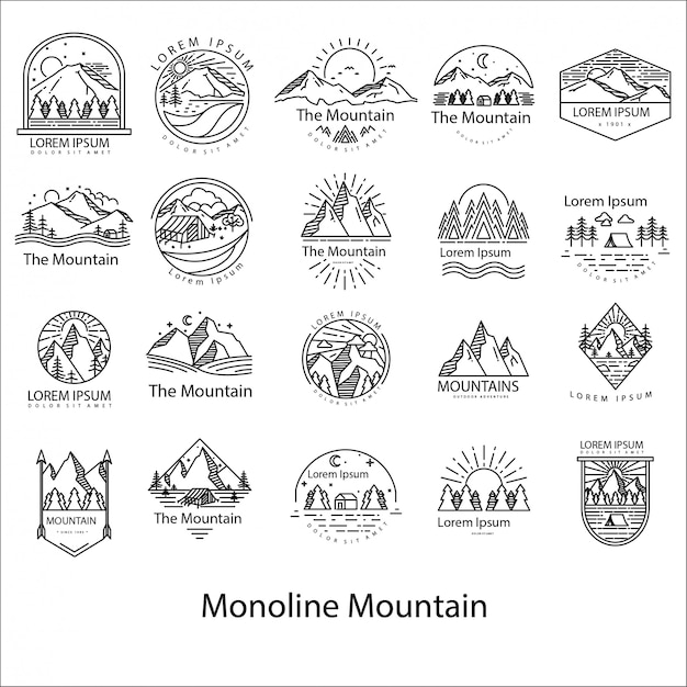 Download Free Monoline Mountain Logo Premium Vector Use our free logo maker to create a logo and build your brand. Put your logo on business cards, promotional products, or your website for brand visibility.