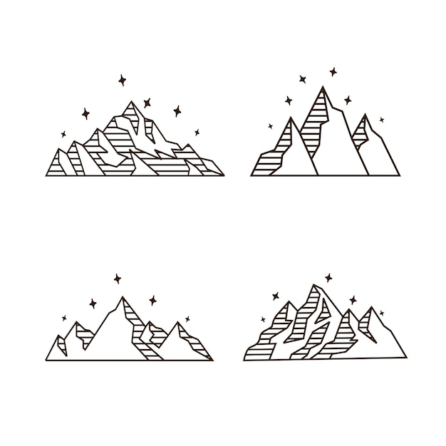 Premium Vector Monoline Mountain Pack