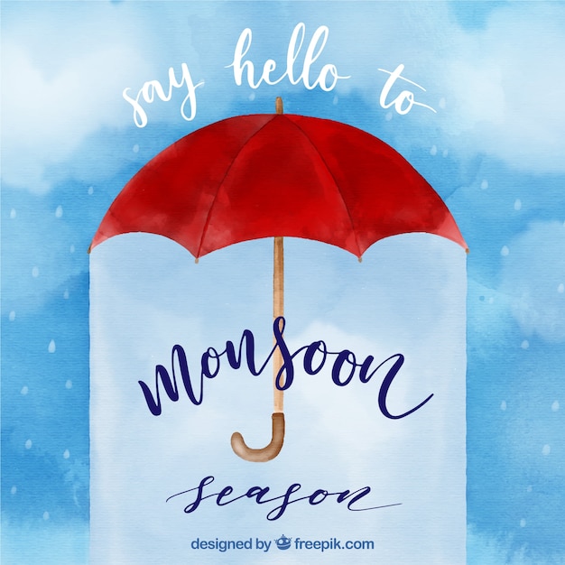 Monsoon season background in watercolor\
style