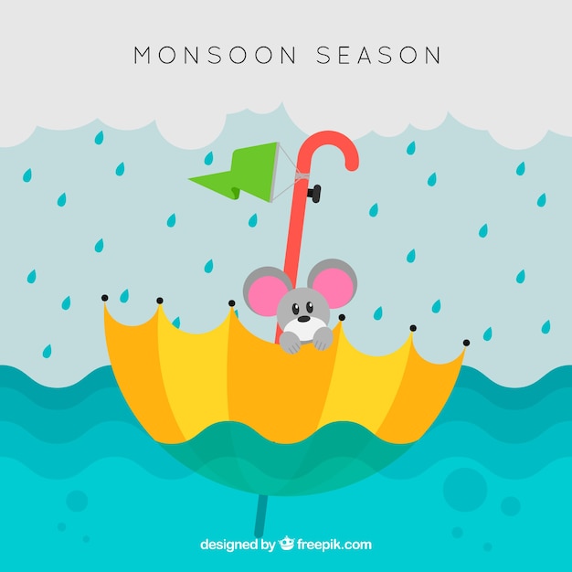 Monsoon season background with mouse