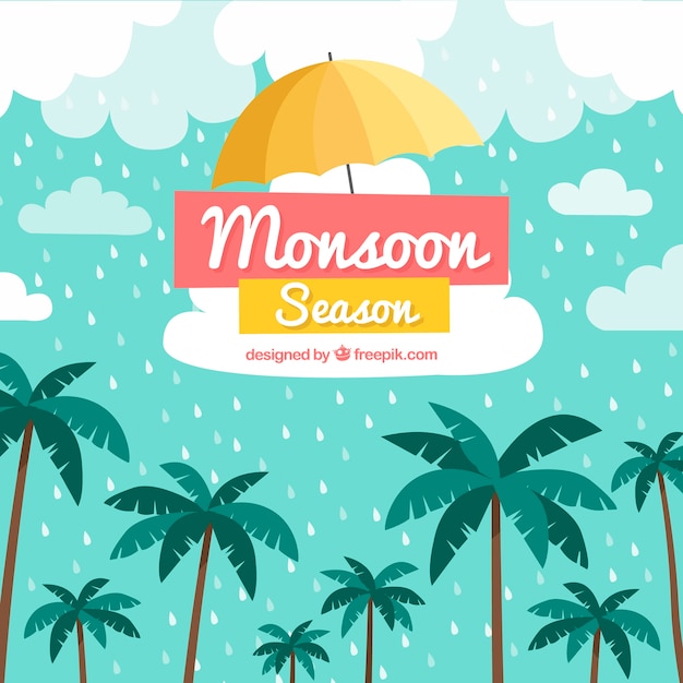 Monsoon season background with palms Vector Free Download