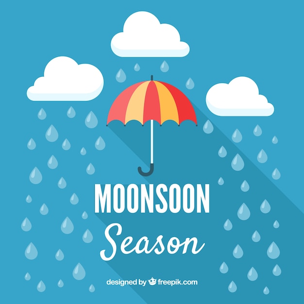 Monsoon season background with rain