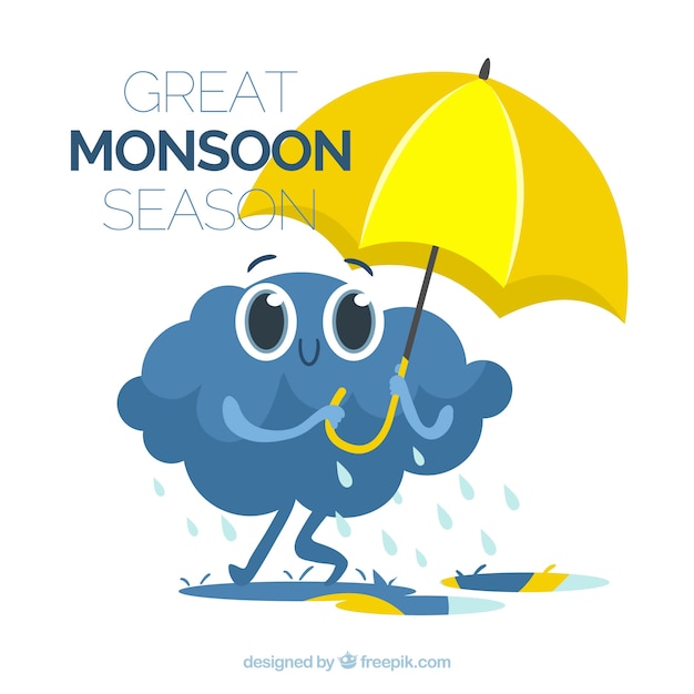 Monsoon season background with umbrella