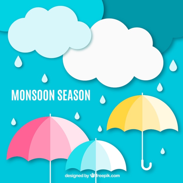 Monsoon season composition origami style