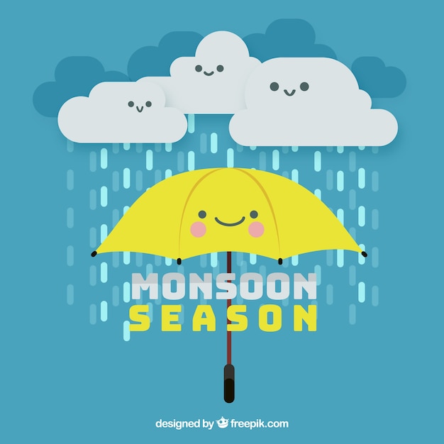 Monsoon season composition with flat
design