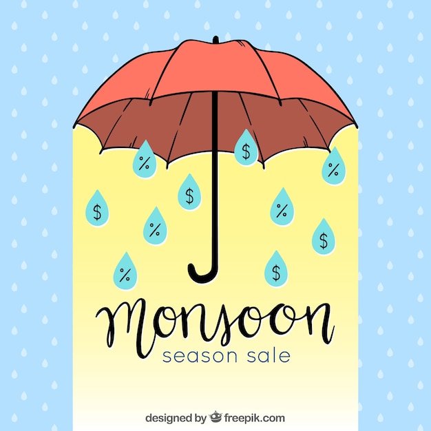 Monsoon season sale background with
umbrella