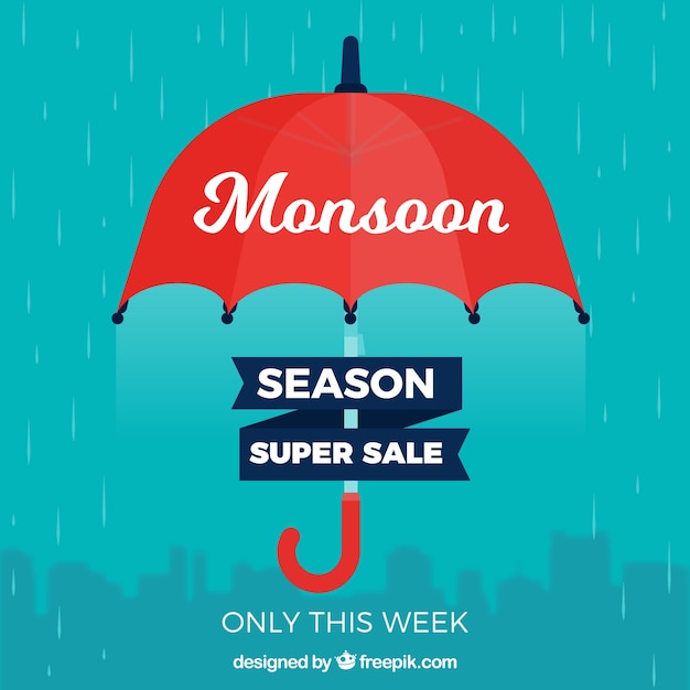 Monsoon season sale background with
umbrella
