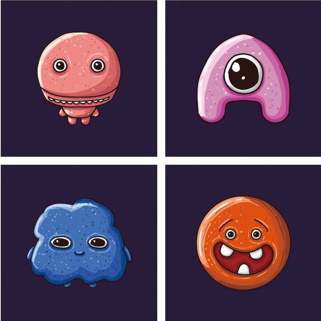 Monster character vector template set Premium Vector