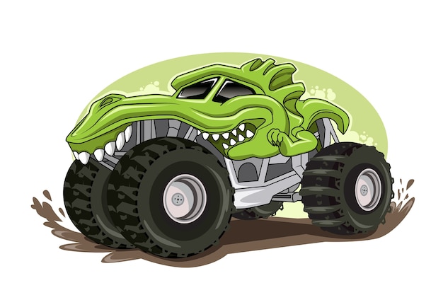 Premium Vector | Monster truck character illustration vector