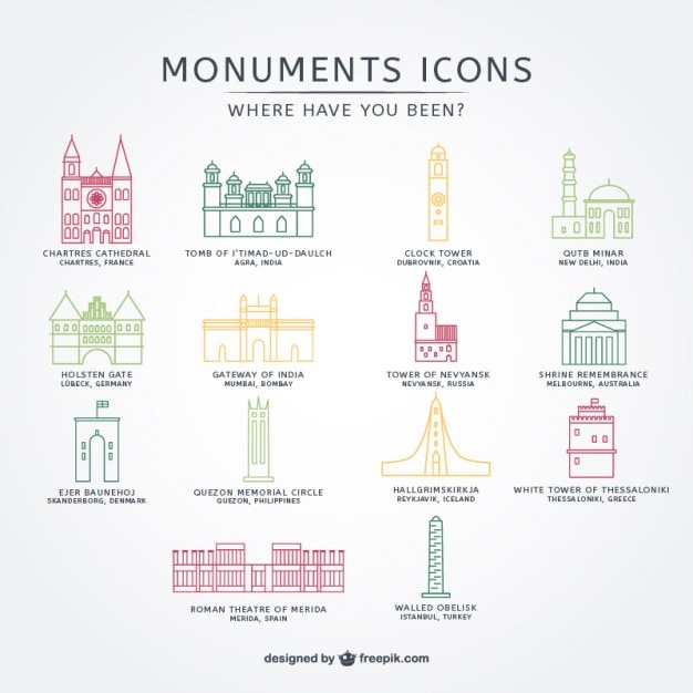 Monuments icons collection