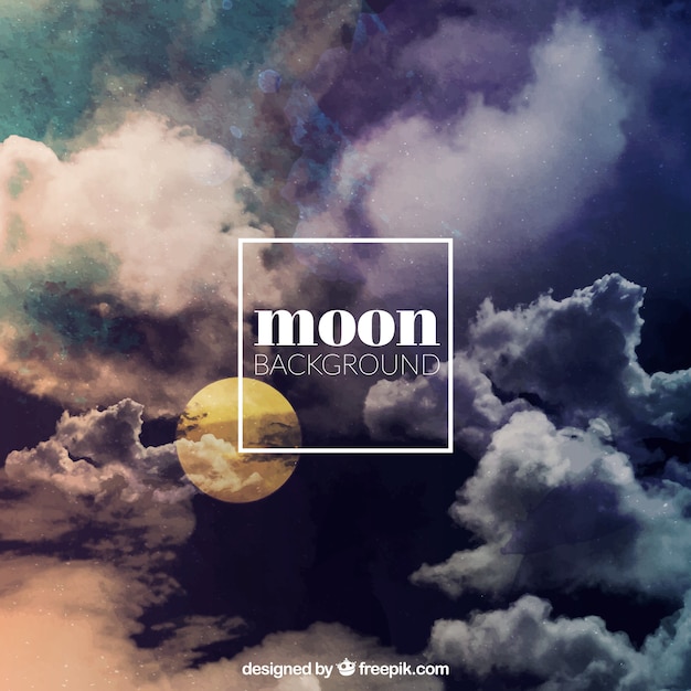 Moon background with clouds