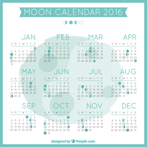 Free Vector | Moon calendar 2016