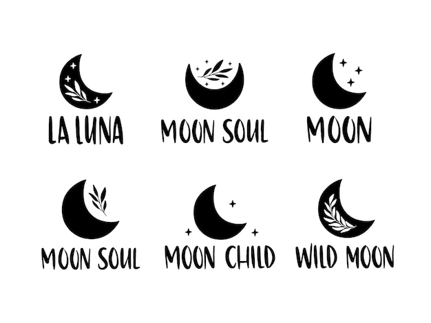 Premium Vector | Moon inspirational lettering quote set