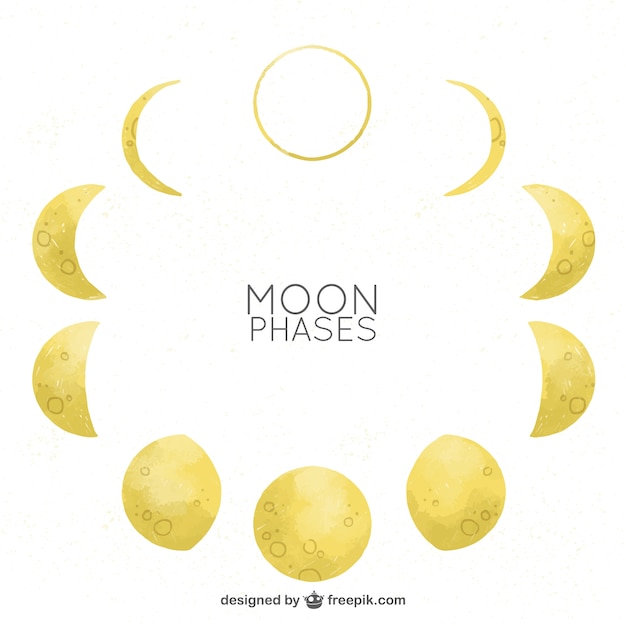 Premium Vector Moon Phases In Watercolor Effect