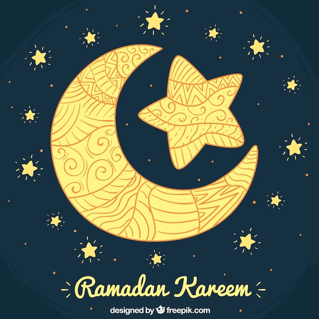 Free Vector | Moon ramadan background and ornamental star