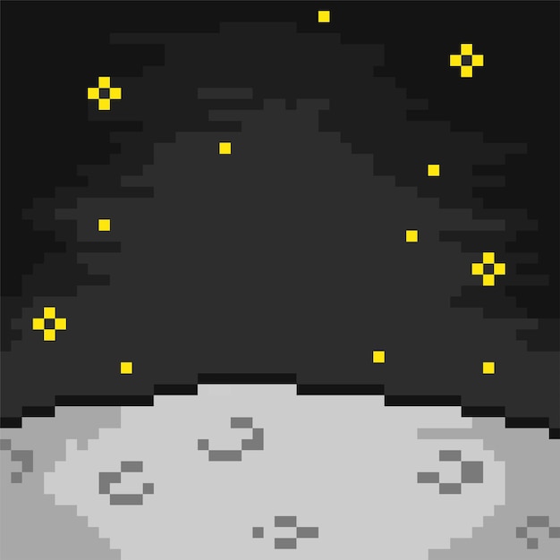 Premium Vector Moon Surface With Pixel Art Style