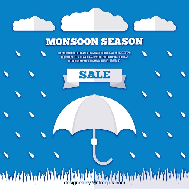 Moonson season sale background with rain