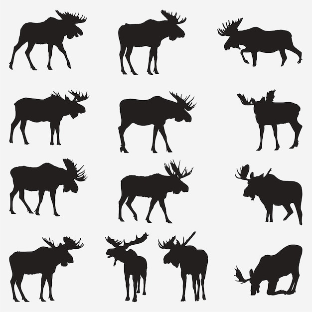 Download Moose silhouettes Vector | Premium Download