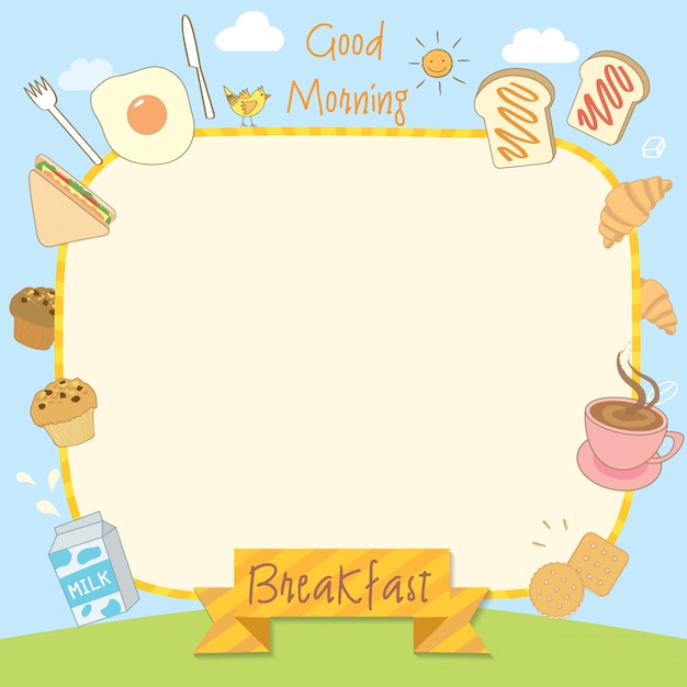 Premium Vector Morning breakfast menu frame