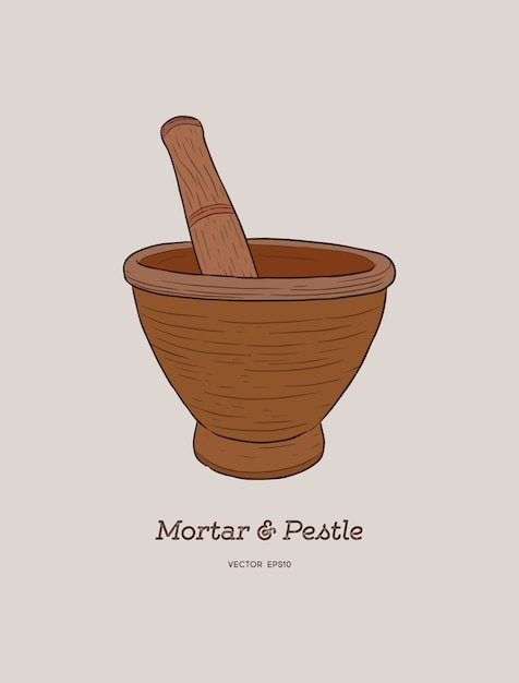 Premium Vector | Mortar and pestle.