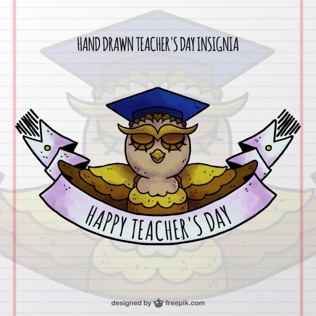Download Free Vector | Mortarboard owl badge for teacher's day