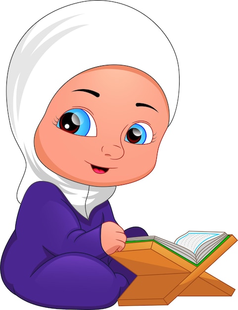 Premium Vector | Moslem girl reading quran