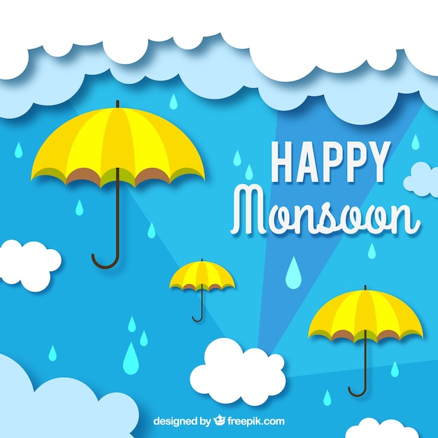 Mosoon season composition with flat
design