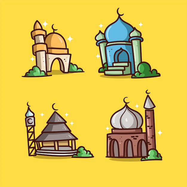 Mosque illustration ramadan Premium Vector