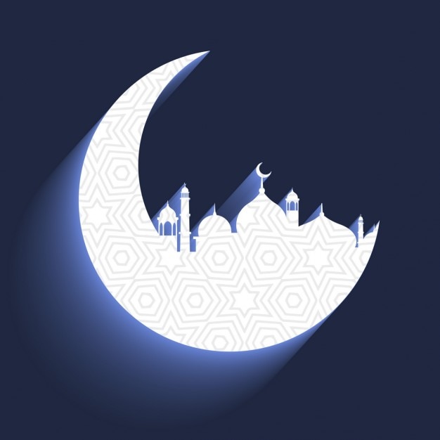 Mosque in crescent moon