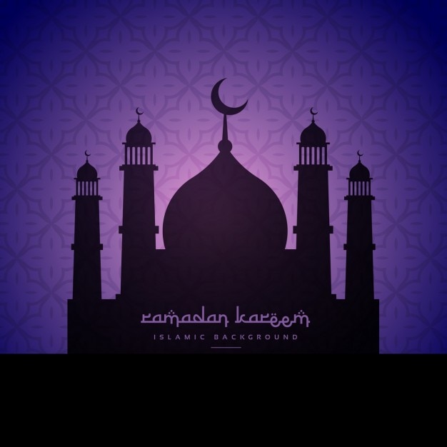 Mosque silhouette in purple background