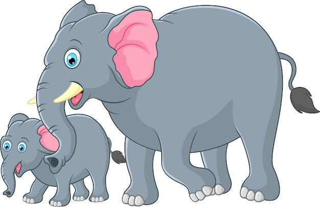 Download Mother and baby elephant Vector | Premium Download