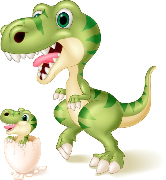 Download Mother and baby dinosaur hatching | Premium Vector
